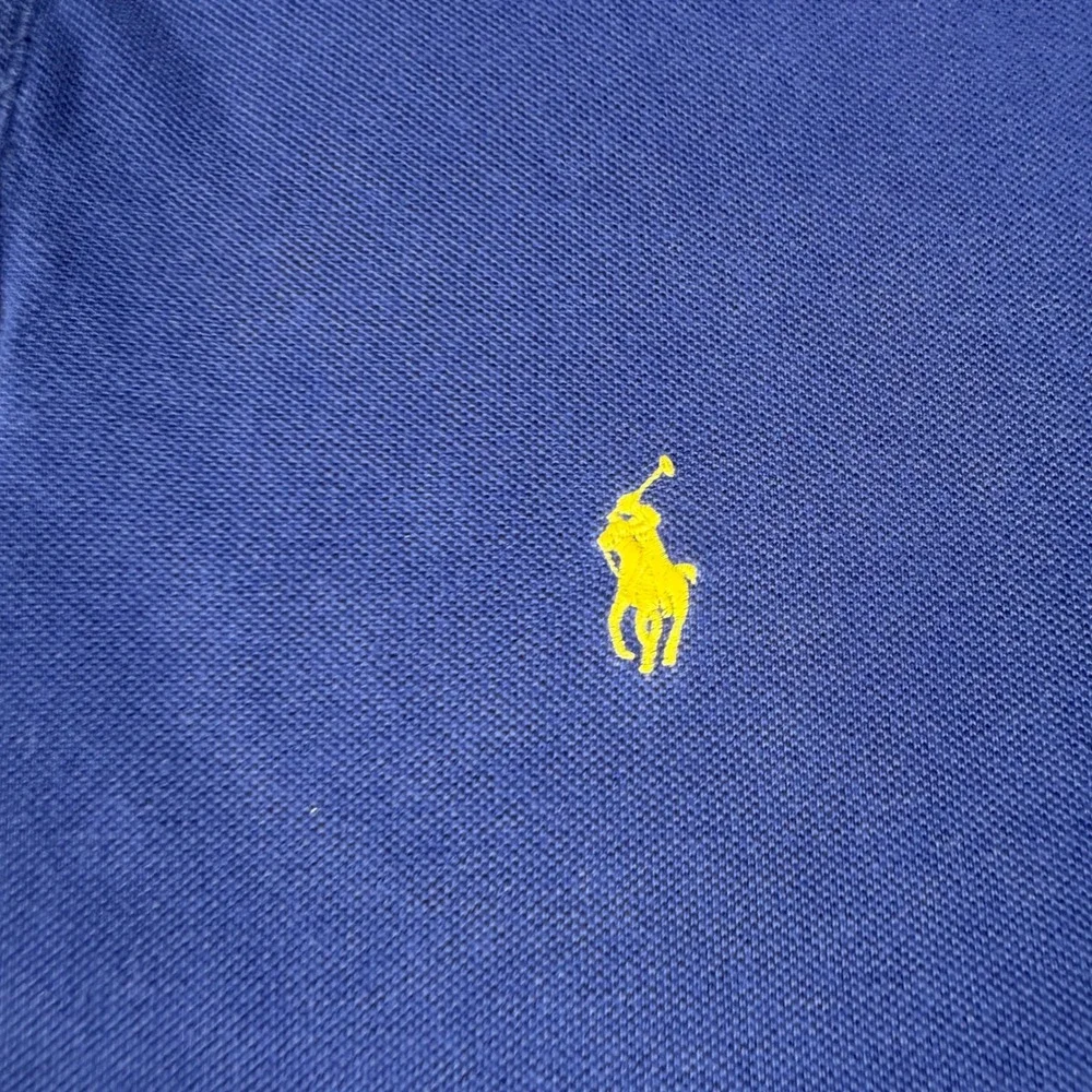 Rare Vintage Polo Ralph Lauren Beaded Distressed Polo Shirt XXL Custom Fit Blue